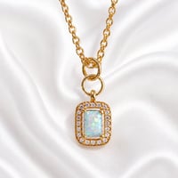 Image 4 of Petite Aurora Opal Halo Necklace 