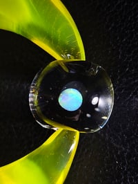 Image 3 of yellow opal cresent moon pendant with a spinning opal Sphere 🌙