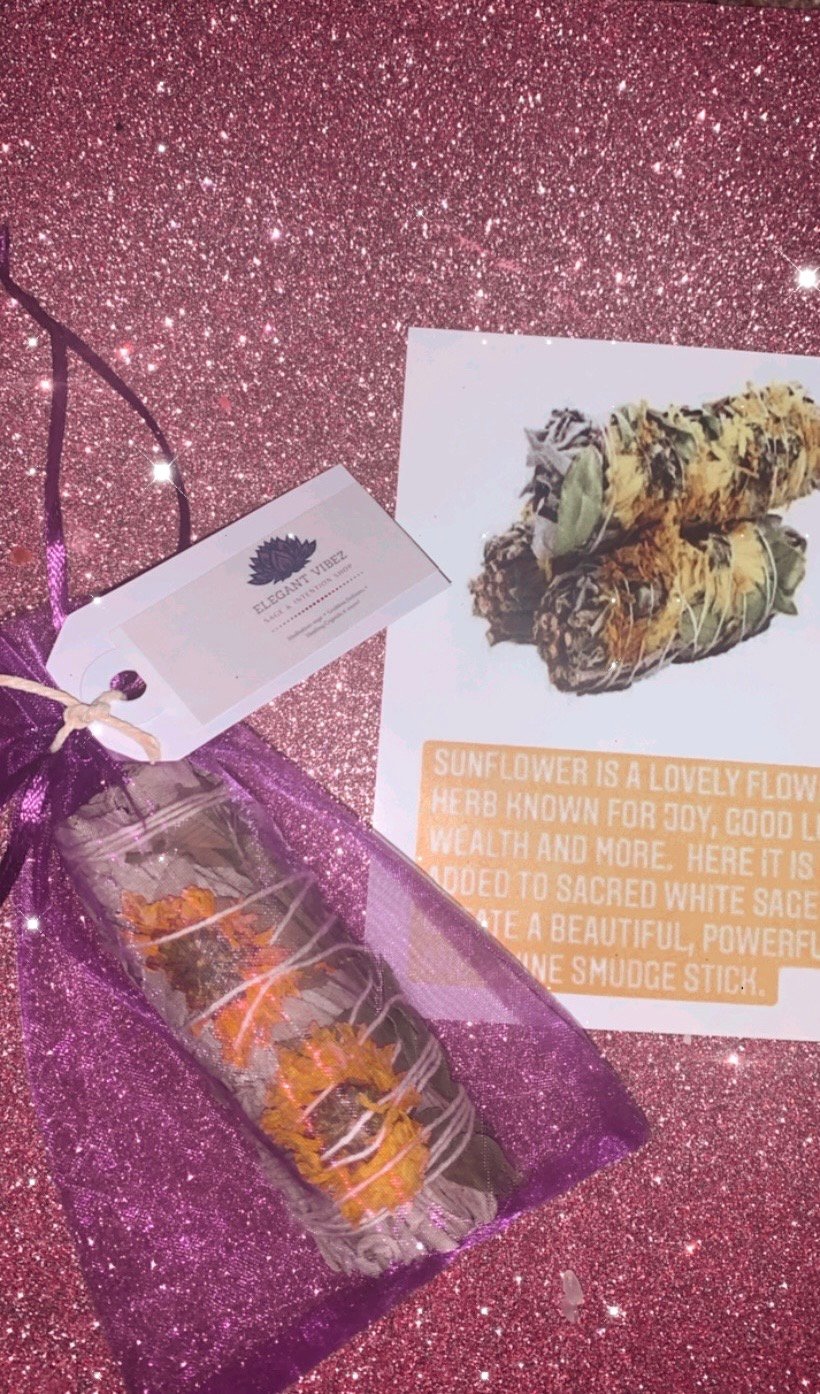Image of Sunflower wrapped sage stick!