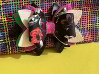 Image 3 of Black floral neon bows. Different color combos available in each picture.  