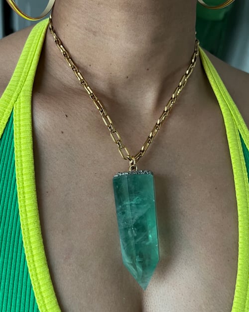Image of BIG MAMA • Green Fluorite Large Crystal Necklace