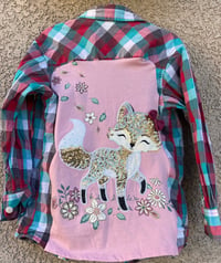 Children’s Blue/Pink/White Cotton Shirt Sequin Fox