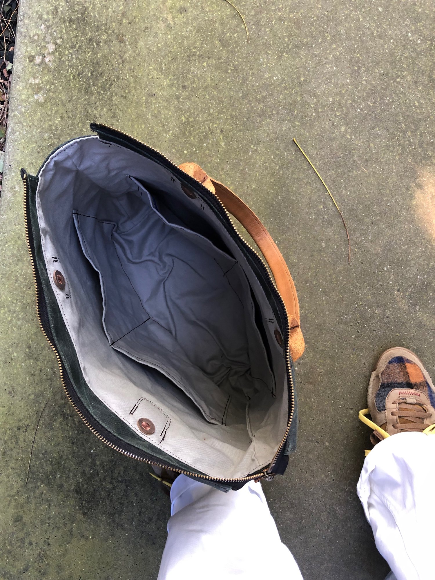 Image of Large tote bag, carryall with leather base and handles collection Unisex