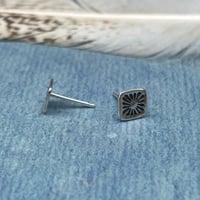 Image 3 of Handmade Sterling Silver Hand Stamped Bohemian Studs