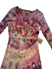 Image 4 of XL Rib Knit Long-Sleeve Dress in Autumn Spiral Ice Dye