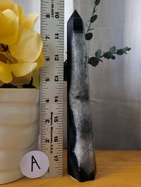 Image 4 of 8" Black Onyx Agate Tower Natural Healing Crystal 2 Styles