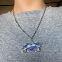 Image 1 of Upcycled Blue Porcelain Necklace 