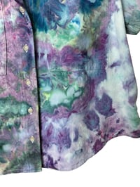 Image 5 of ♻️ UPCYCLED M Linen Blend Resort Shirt in Mermaid Watercolor Ice Dye