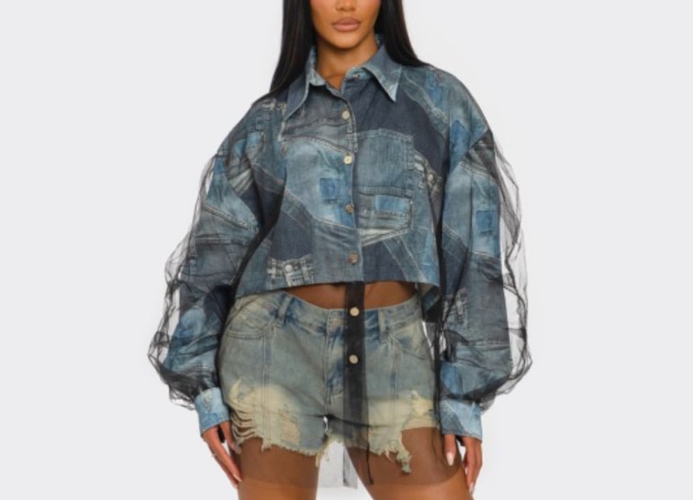 Image of The Mesh & Denim Statement Top