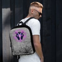 Image 2 of Goth Inspired Baphomet/Pentagram Purple Goat And Gray Tattered Look Backpack