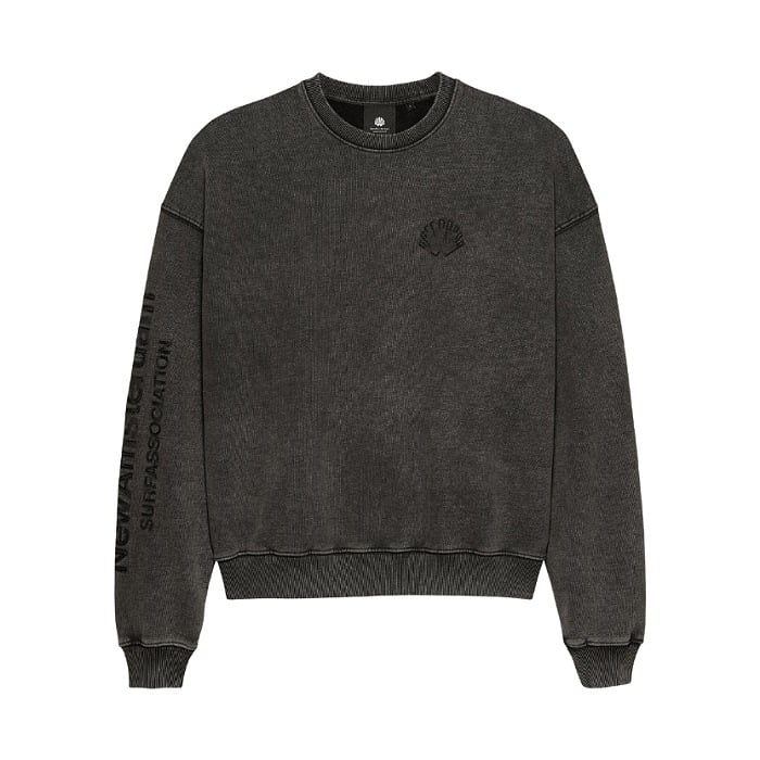 Image of NEW AMSTERDAM SURF ASSOCIATION LOGO CREWNECK WASHED BLACK