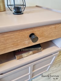 Image 9 of Pair of Nathan Bedside Tables / Cabinets in dusty pink