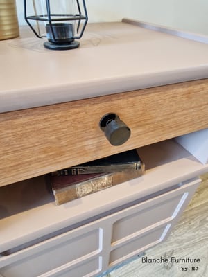Image of Pair of Nathan Bedside Tables / Cabinets in dusty pink