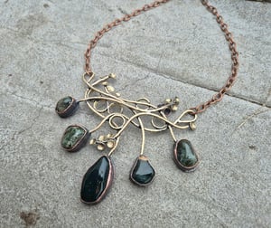 Dark green jasper and bullet cussings necklace 