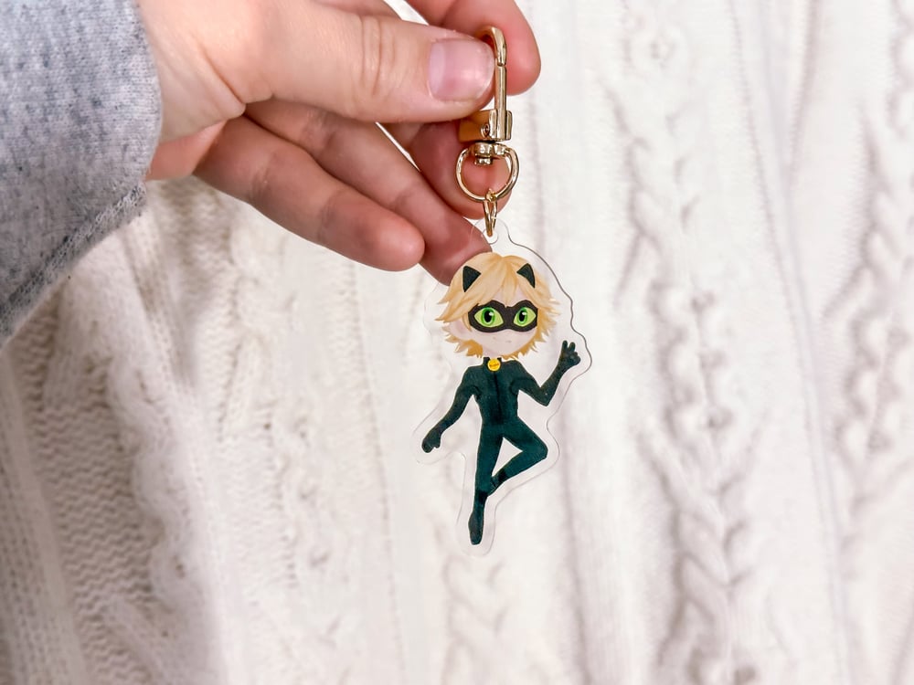 Image of Adrien/Chat Noir 2.5” Double Sided Acrylic Keychain