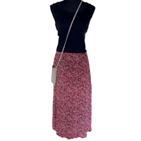 Image 1 of Silk Crinkle Floral Print Midi Skirt - Size 14 Petite - 90s Style