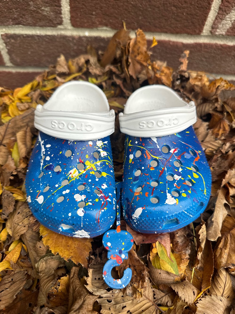 Image of Custom Painted Blue Kid Crocs by Phillip Simpson