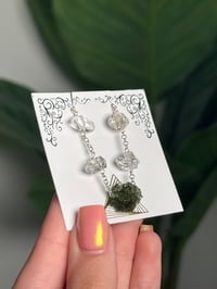 Image 3 of MOLDAVITE X HERKIMER DIAMOND NECKLACE .925 STERLING SILVER C