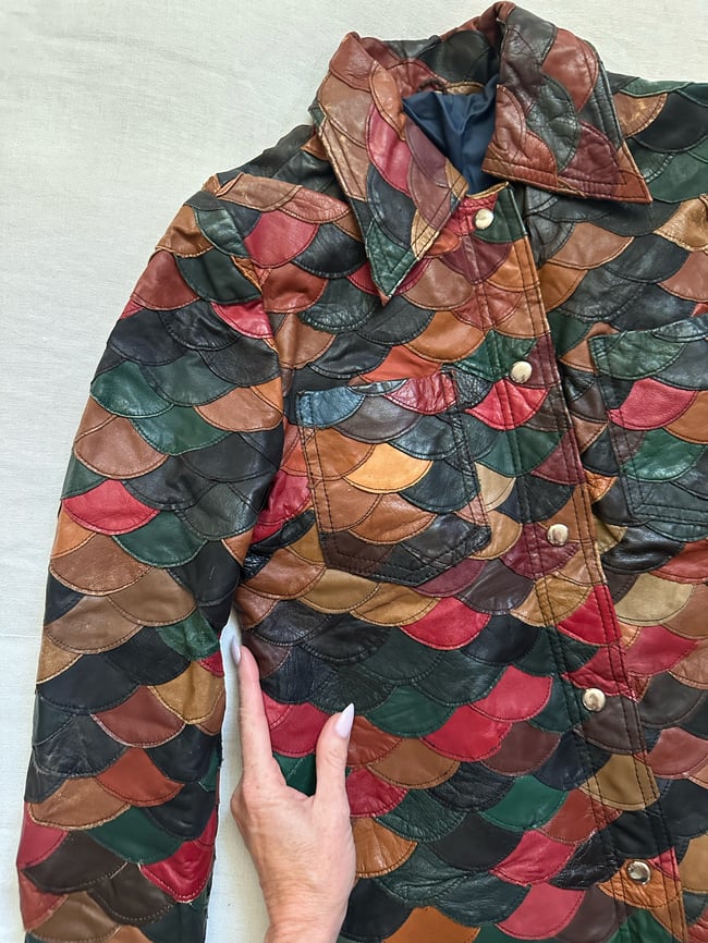 70s scaled leather jacket coat