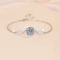 Image 4 of Luxury Shiny Square Shape White Gold 1CT S925 Sterling Silver Moissanite Bracelet 