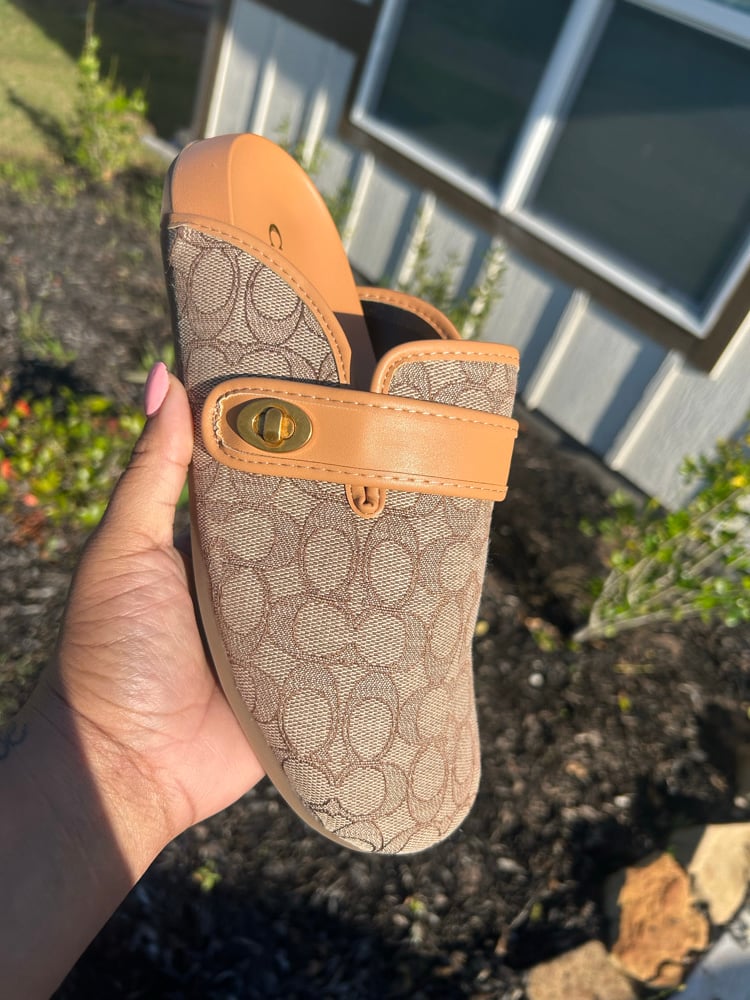 Tan Coach Clogs 