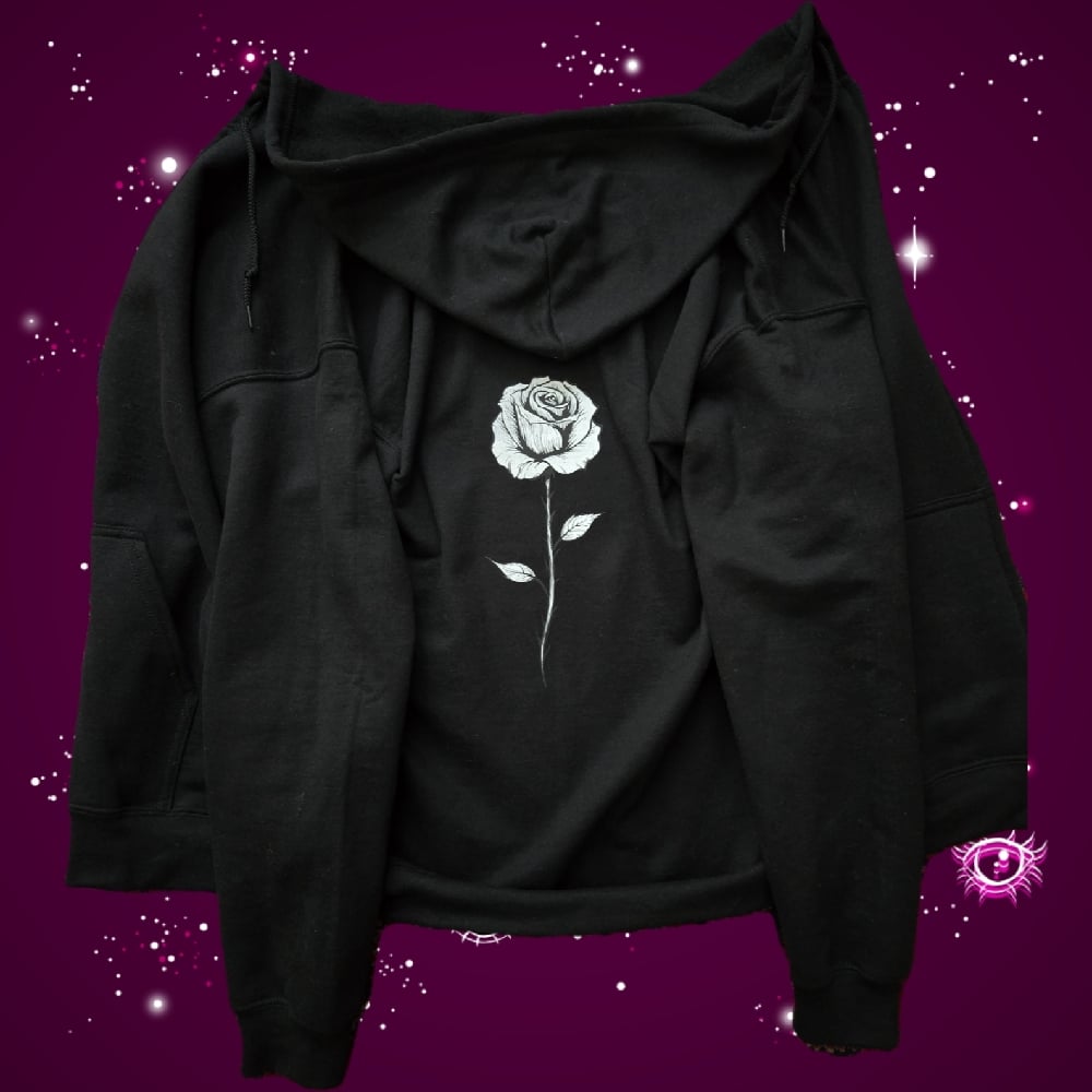 Image of Rose print zip up hoodie