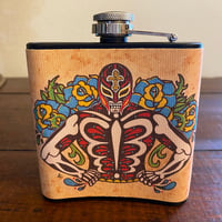 Image 3 of Day of the Dead Luchador Wrestler Flask 6 Oz