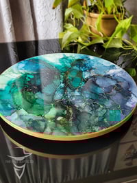 Image 3 of 15" Epoxy Resin Art Lazy Susan Turntable 'The Nine of Cups'