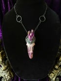 Purple Quartz Duck Skull - Necklace