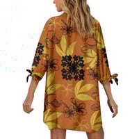 Image 3 of Women’s Button Up 3/4 Sleeve Plumeria Design 
