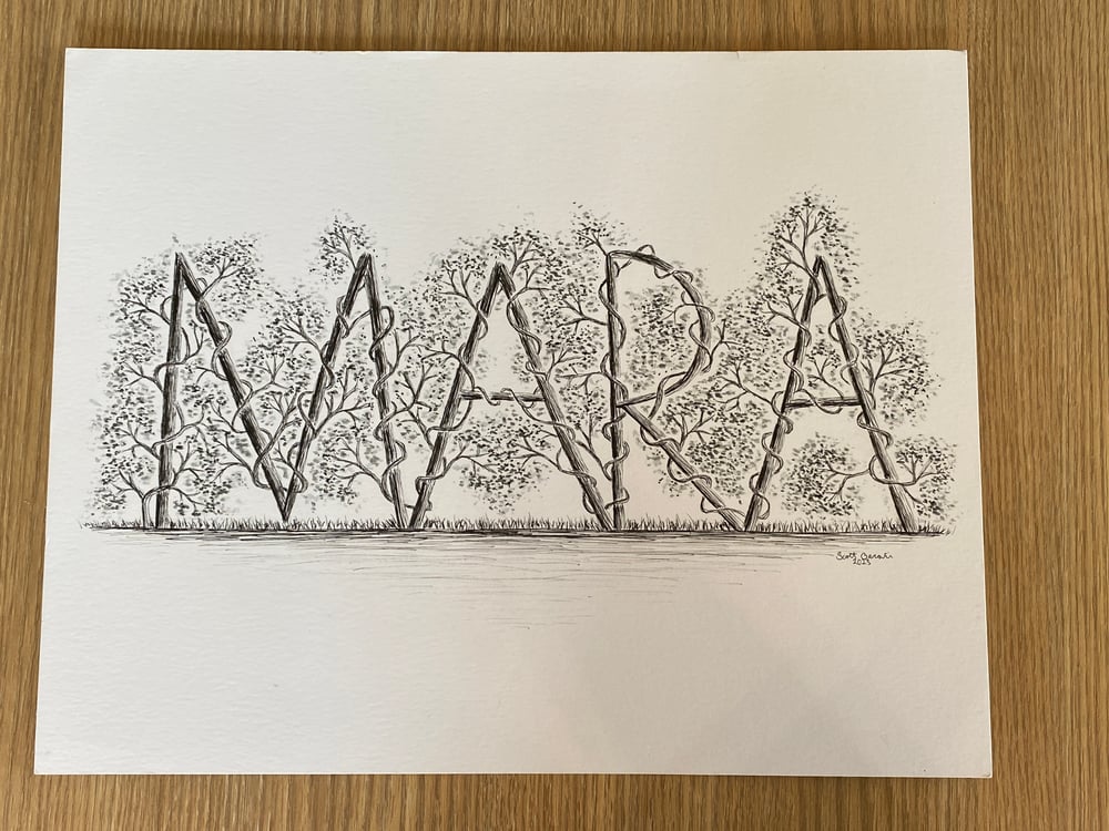 Image of Custom Illustrated  Name with Vines (black ink)