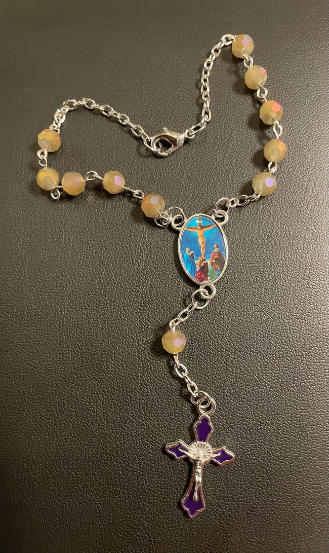 Traditional Car Rosary - Iridescent Faceted