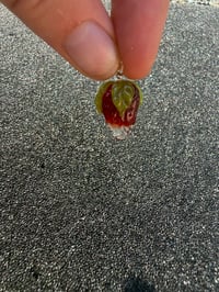 Image 4 of 3 leaf translucent Red Elvis Strawberry pendant 