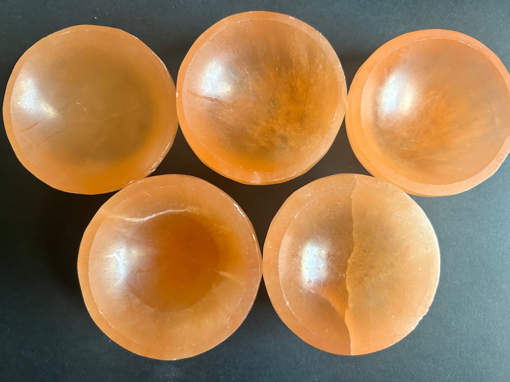 Mini Peach Selenite Bowls