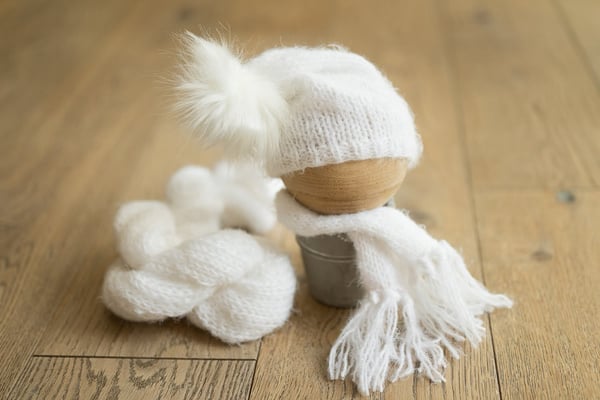 Image of Christmas White Slouchy Bonnet + SCARF
