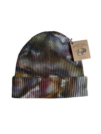 Image 2 of Adult Knit Cuff Beanie in Earthy Ice Dye