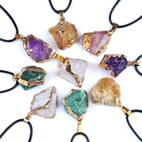 Image 3 of Irregular Shape Natural Stone Crystal Necklaces Pendant Golden Color Original Stone for Ornament Mak