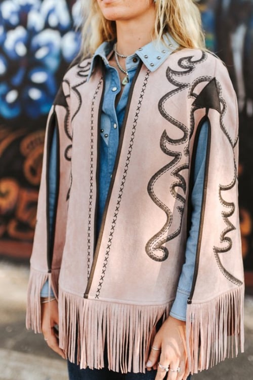 Image of WESTERN FRINGE CAPE- NEUTRAL