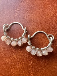 Image 1 of SOLEIL — Peach Moonstone Huggie Hoop Earrings