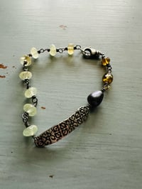 Image 7 of cognac garnet and prehnite beloved bracelet