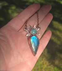 Image 3 of Electroformed labradorite sunflower necklace 03