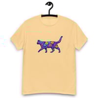 Image 7 of Unisex classic tee, Blue Floral Cat T-Shirt | Colorful Artistic Cat Graphic Tee