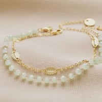 Image 1 of Lisa Angel Set of 2 Leaf & Green Beaded Bracelets