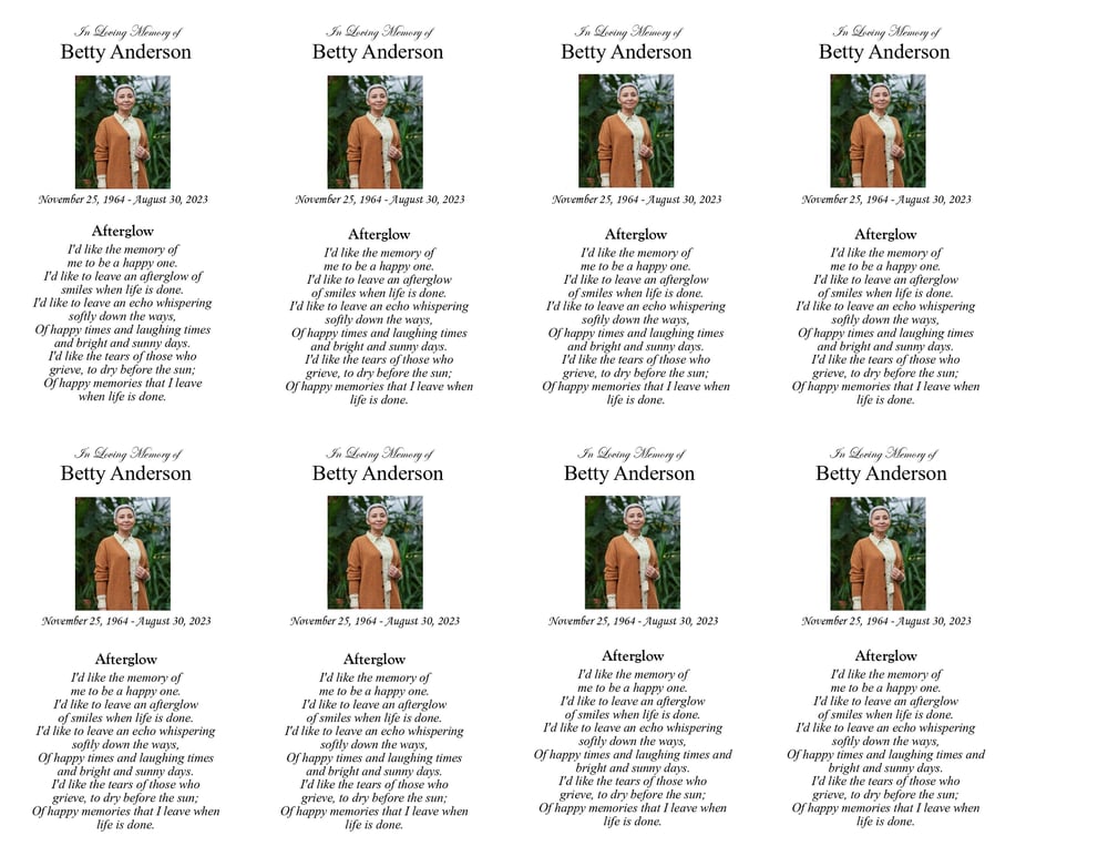 Cherished Rose Prayer Cards