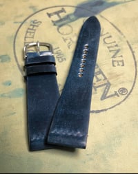 Image 1 of Blue - Single Stitching - Horween Shell cordovan Unlined Watch Strap 