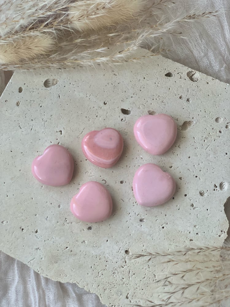 Image of Mini Pink Opal Heart Carvings 