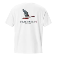 Image 1 of Goose Creek Co - American Flag - Comfort Colors - Unisex Garment-Dyed Pocket T-shirt