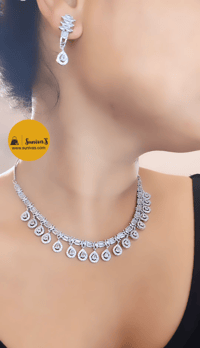 Image 2 of Julie White-Stunning American Diamond Necklace Set with Earrings