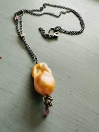 Image 4 of Treasure Of The Sea Pearl Pendant With Gemstone Fringe