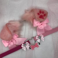 Pink Ears with paw 🐾 collar set